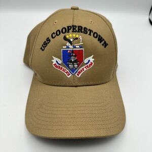 USS Cooperstown Cap Hat Strapback‎ Baseball The Corps One Size Logo Tan